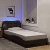 Image de vidaXL Cadre de lit avec LED sans matelas Hvar marron foncé 90x190 cm tissu