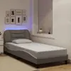 Image de vidaXL Cadre de lit avec LED sans matelas Hvar taupe 90x190 cm tissu