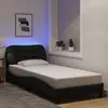 Image de vidaXL Cadre de lit avec LED sans matelas Hvar noir 90x200 cm tissu