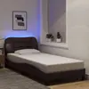 Image de vidaXL Cadre de lit avec LED sans matelas Hvar marron foncé 90x200 cm tissu