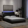 Image de vidaXL Cadre de lit avec LED sans matelas Hvar noir 120x200 cm tissu