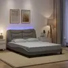 Image de vidaXL Cadre de lit avec LED sans matelas Hvar taupe 140x190 cm tissu