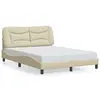 Image de vidaXL Cadre de lit avec LED sans matelas Hvar crème 140x190 cm tissu