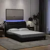 Image de vidaXL Cadre de lit avec LED sans matelas Hvar noir 140x200 cm tissu