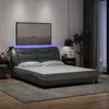 Image de vidaXL Cadre de lit avec LED sans matelas Hvar gris clair 160x200 cm tissu