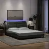 Image de vidaXL Cadre de lit avec LED sans matelas Hvar gris foncé 160x200 cm tissu