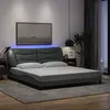 Image de vidaXL Cadre de lit avec LED sans matelas Hvar gris clair 180x200 cm tissu