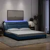Image de vidaXL Cadre de lit avec LED sans matelas Hvar bleu 180x200 cm tissu