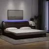 Image de vidaXL Cadre de lit avec LED sans matelas Hvar marron foncé 200x200cm tissu