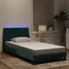 Image de vidaXL Cadre de lit avec LED sans matelas Hanko vert foncé 100x200cm velours