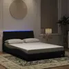 Image de vidaXL Cadre de lit avec LED sans matelas Hanko noir 140x190 cm velours