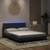 Image de vidaXL Cadre de lit avec LED sans matelas Hanko gris foncé 160x200cm velours