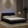 Image de vidaXL Cadre de lit avec LED sans matelas Hanko noir 160x200 cm velours