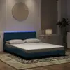 Image de vidaXL Cadre de lit avec LED sans matelas Hanko bleu 160x200 cm velours