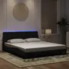 Image de vidaXL Cadre de lit avec LED sans matelas Hanko noir 180x200 cm velours