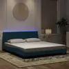 Image de vidaXL Cadre de lit avec LED sans matelas Hanko bleu 180x200 cm velours
