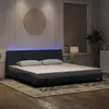 Image de vidaXL Cadre de lit avec LED sans matelas Hanko gris foncé 200x200 cm velours