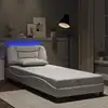 Image de vidaXL Cadre de lit avec LED sans matelas Hvar blanc 90x190 cm