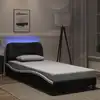 Image de vidaXL Cadre de lit avec LED sans matelas Hvar noir et blanc 90x200 cm