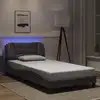 Image de vidaXL Cadre de lit avec LED sans matelas Hvar gris 100x200 cm