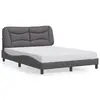 Image de vidaXL Cadre de lit avec LED sans matelas Hvar gris 140x190 cm