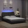 Image de vidaXL Cadre de lit avec LED sans matelas Hvar gris 140x200 cm