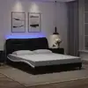 Image de vidaXL Cadre de lit avec LED sans matelas Hvar noir et blanc 160x200 cm