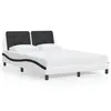 Image de vidaXL Cadre de lit avec LED sans matelas Zadar blanc et noir 120x200 cm