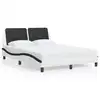 Image de vidaXL Cadre de lit avec LED sans matelas Zadar blanc et noir 140x190 cm