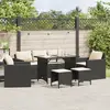 Image de vidaXL Salon de jardin 6 pcs avec coussins noir résine tressée
