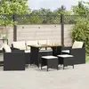 Image de vidaXL Salon de jardin 6 pcs avec coussins noir résine tressée
