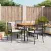 Image de vidaXL Ensemble à manger de jardin coussins 5pcs Noir Résine tressée