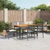 Image de vidaXL Ensemble à manger de jardin coussins 7pcs Noir Résine tressée