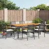 Image de vidaXL Ensemble à manger de jardin coussins 7pcs Noir Résine tressée