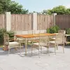 Image de vidaXL Ensemble à manger de jardin et coussins 7 pcs beige poly rotin