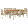 Image de vidaXL Ensemble à manger de jardin et coussins 9 pcs beige Poly rotin