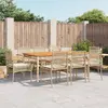 Image de vidaXL Ensemble à manger de jardin et coussins 9 pcs beige Poly rotin