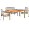 Image de vidaXL Salon de jardin 4 pièces avec coussins beige en polyrotin