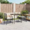 Image de vidaXL Ensemble à manger de jardin avec coussins 3 pcs Noir