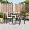 Image de vidaXL Ensemble à manger de jardin coussins 5pcs Noir Résine tressée