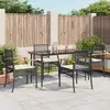 Image de vidaXL Ensemble à manger de jardin coussins 5pcs Noir Résine tressée