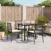 Image de vidaXL Ensemble à manger de jardin coussins 5pcs Noir Résine tressée