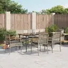 Image de vidaXL Ensemble à manger de jardin et coussins 7 pcs gris rotin