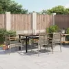 Image de vidaXL Ensemble à manger de jardin et coussins 7 pcs gris rotin