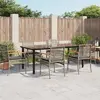 Image de vidaXL Ensemble à manger de jardin et coussins 7 pcs gris rotin