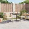 Image de vidaXL Ensemble à manger de jardin et coussins 3 pcs Beige poly rotin