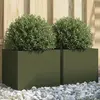 Image de vidaXL Jardinières 2 pcs vert olive 32x30x29 cm acier