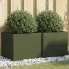 Image de vidaXL Jardinières 2 pcs vert olive 42x40x39 cm acier