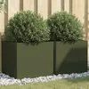 Image de vidaXL Jardinières 2 pcs vert olive 49x47x46 cm acier