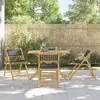 Image de vidaXL Chaises de bistro pliantes lot de 4 coussins gris foncé bambou